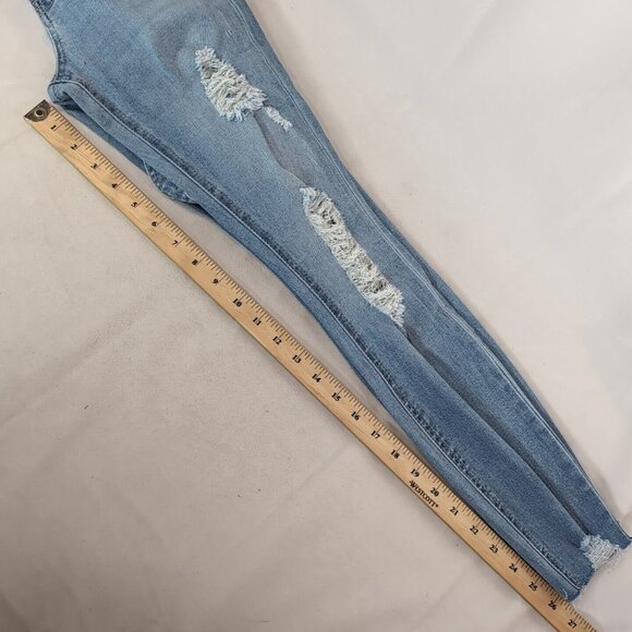 Guess Jeans Lightwash Blue Denim Rose Gold Overalls Distressed Women's 24 Pants - Picture 9 of 14